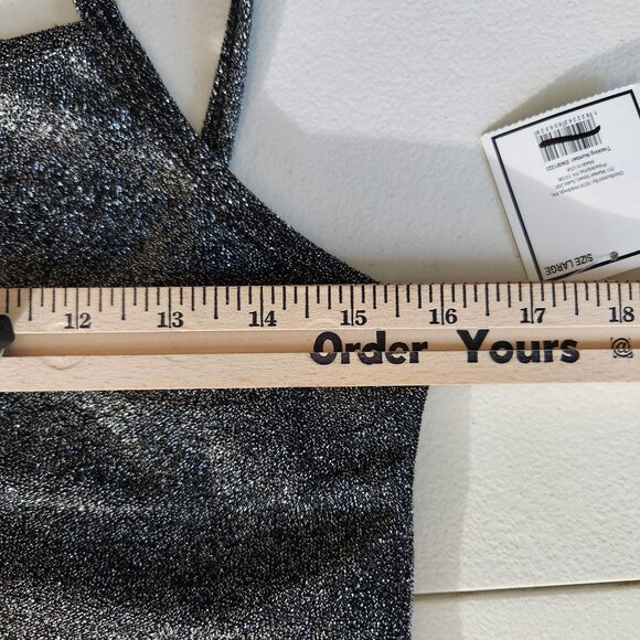 5 B Style Dress Womens Silver Black Glitter Spaghetti Strap Mini Large Juniors - Picture 5 of 5